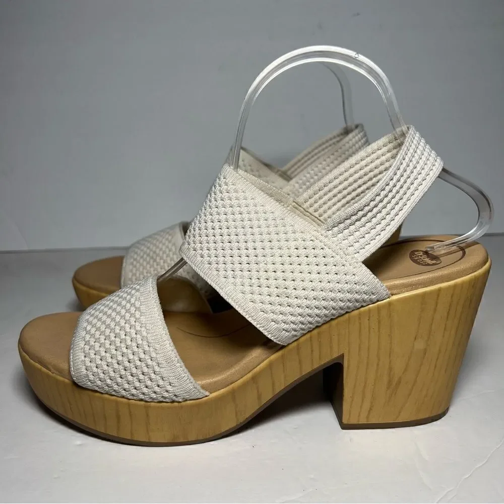 Dr. Scholls Womens Becca Wooden‎ Platform Slingback Sandals in Tofu White 10M